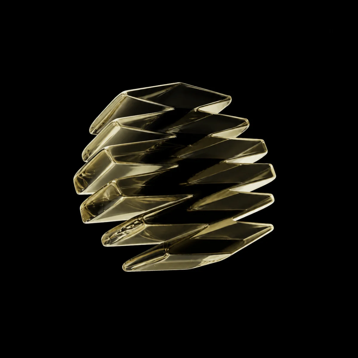 Símbolo tridimensional da Movitera com acabamento metálico dourado.